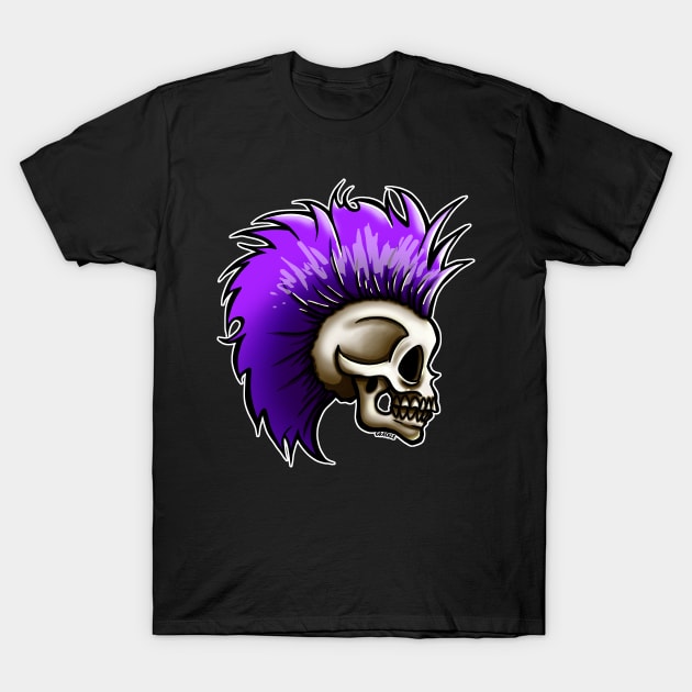 Punk Skull (Purple Version) T-Shirt by Jan Grackle